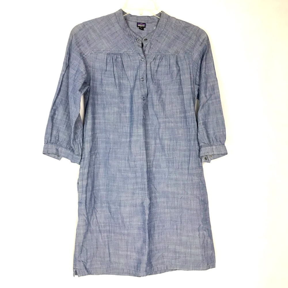 Patagonia Women’s Chambray Lightweight Blue 3/4 Sleeve Dress Size 6